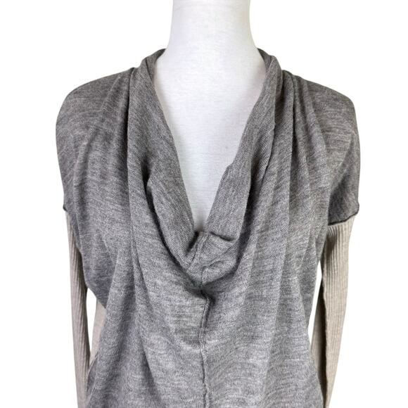 Rebecca Taylor Two Tone Gray Alpaca Wool Blend Cowl Neck Long Sleeve Sweater - Picture 4 of 12